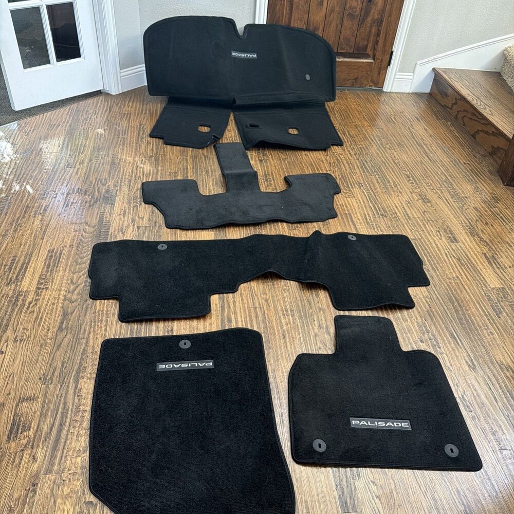 Hyundai Palisade OEM Black Floor Mats 2020-2025 SUV 5 Pc Set Trunk Cargo Hold